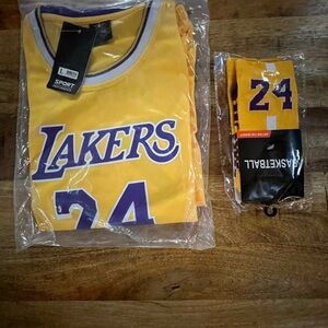 Kids Yellow Lakers-Inspired #24 One-Piece Jersey Set